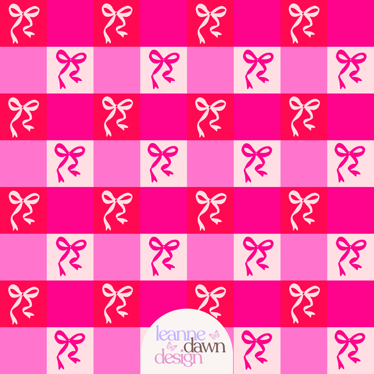 Pretty in Pink Bow Checkered Seamless Pattern