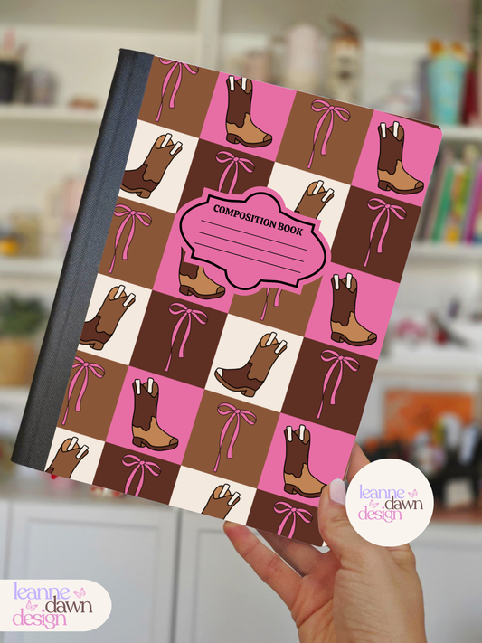 Pink Cowgirl Composition Notebook Cover Design | Digital Download PNG